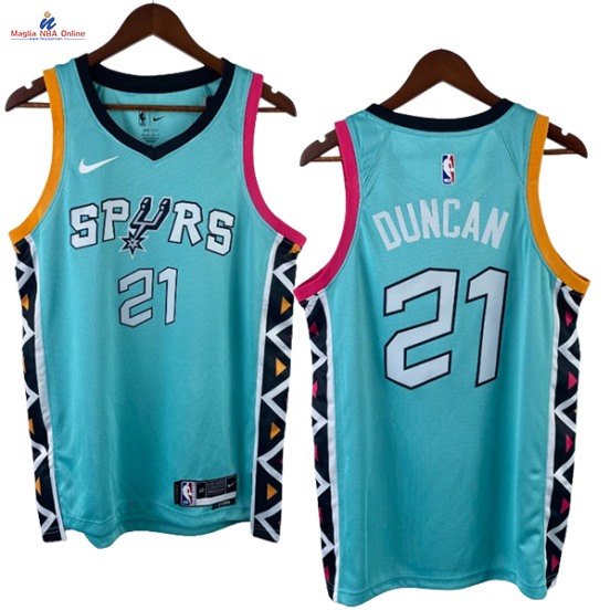 Acquista Maglia NBA Nike San Antonio Spurs #21 Tim Duncan Verde Città 2023-24