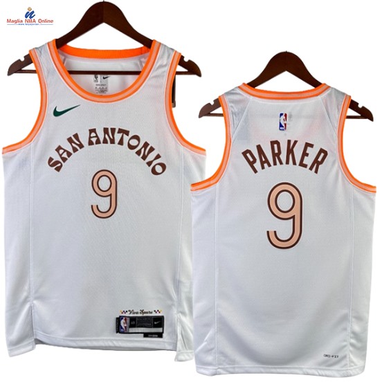 Acquista Maglia NBA Nike San Antonio Spurs #9 Tony Parker Bianco Città 2024-25