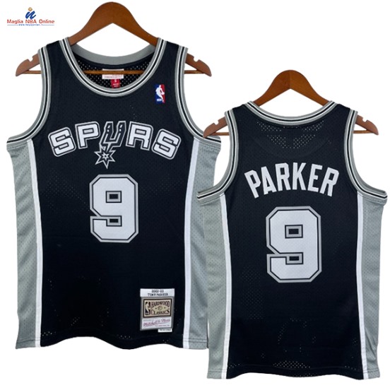 Acquista Maglia NBA Nike San Antonio Spurs #9 Tony Parker Nero Hardwood Classics 2002-03