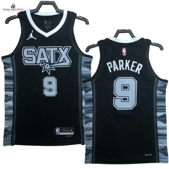 Acquista Maglia NBA Nike San Antonio Spurs #9 Tony Parker Nero Statement 2023-24