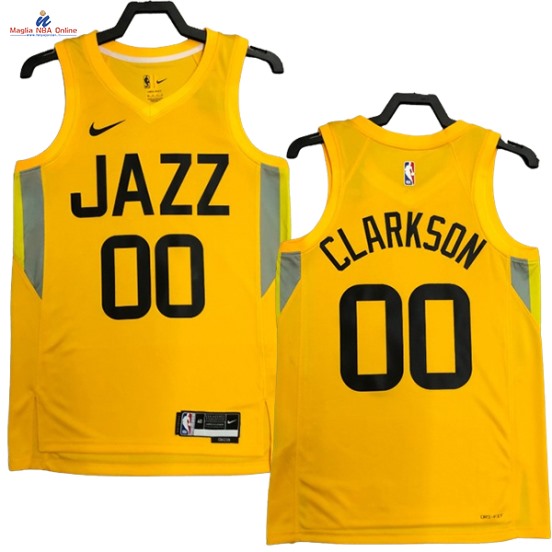Acquista Maglia NBA Nike Utah Jazz #00 Jordan Clarkson Giallo Icon 2023-24