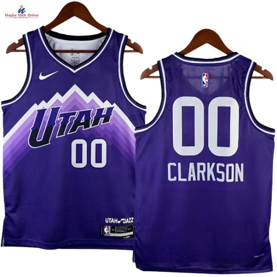 Acquista Maglia NBA Nike Utah Jazz #00 Jordan Clarkson Porpora Città 2024-25