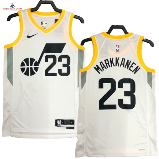 Acquista Maglia NBA Nike Utah Jazz #23 Lauri Markkanen Bianco Association 2023-24