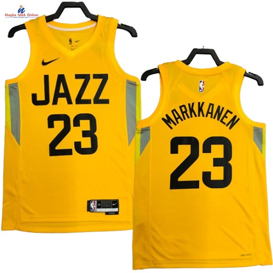 Acquista Maglia NBA Nike Utah Jazz #23 Lauri Markkanen Giallo Icon 2023-24
