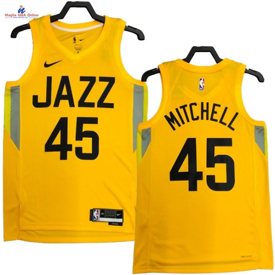 Acquista Maglia NBA Nike Utah Jazz #45 Donovan Mitchell Giallo Icon 2023-24
