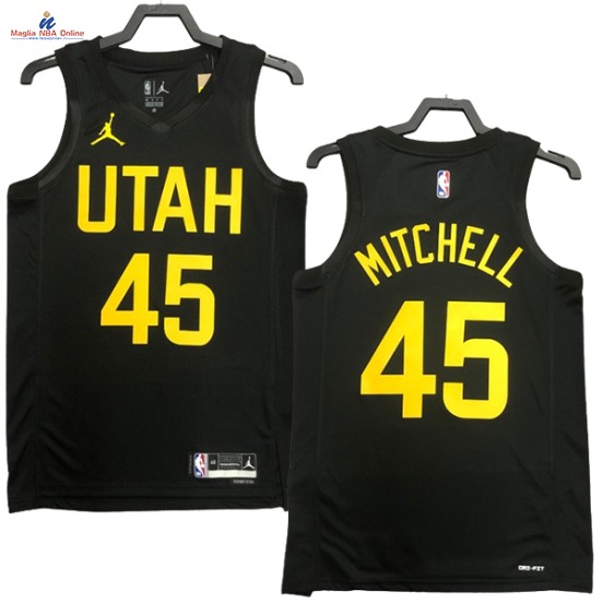 Acquista Maglia NBA Nike Utah Jazz #45 Donovan Mitchell Nero Statement 2023-24