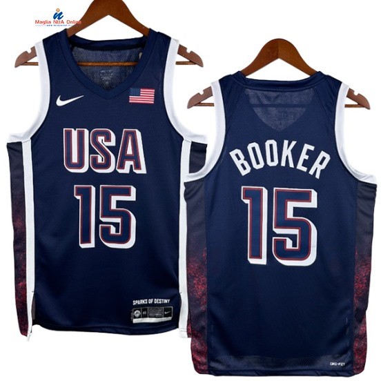 Acquista Maglia NBA 2024 USA Devin Booker 15# Blu