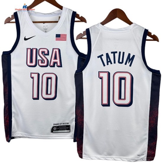 Acquista Maglia NBA 2024 USA Jayson Tatum 10# Bianco