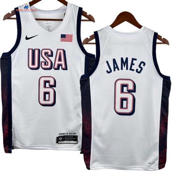 Acquista Maglia NBA 2024 USA LeBron James 6# Bianco