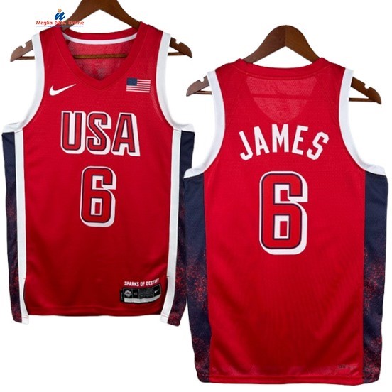 Acquista Maglia NBA 2024 USA LeBron James 6# Rosso