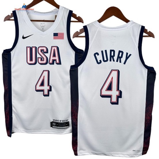 Acquista Maglia NBA 2024 USA Stephen Curry 4# Bianco