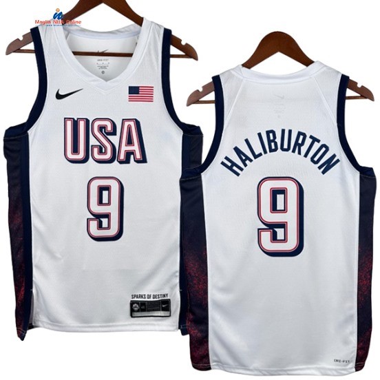 Acquista Maglia NBA 2024 USA Tyrese Haliburton 9# Bianco