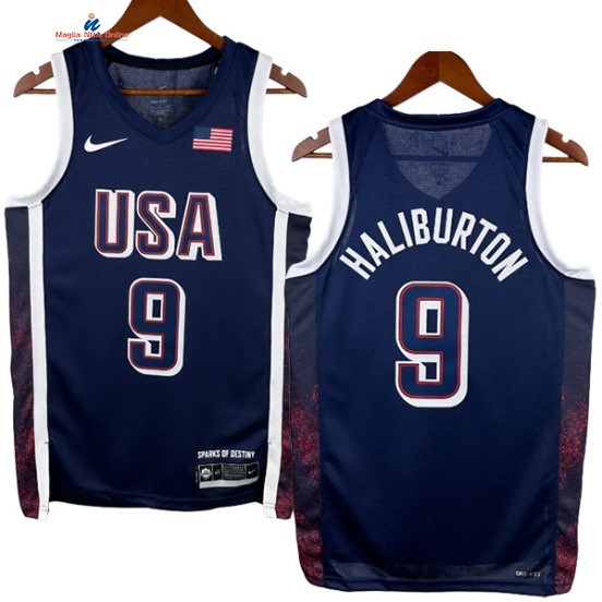 Acquista Maglia NBA 2024 USA Tyrese Haliburton 9# Blu
