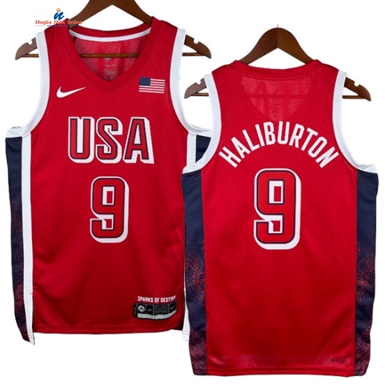 Acquista Maglia NBA 2024 USA Tyrese Haliburton 9# Rosso