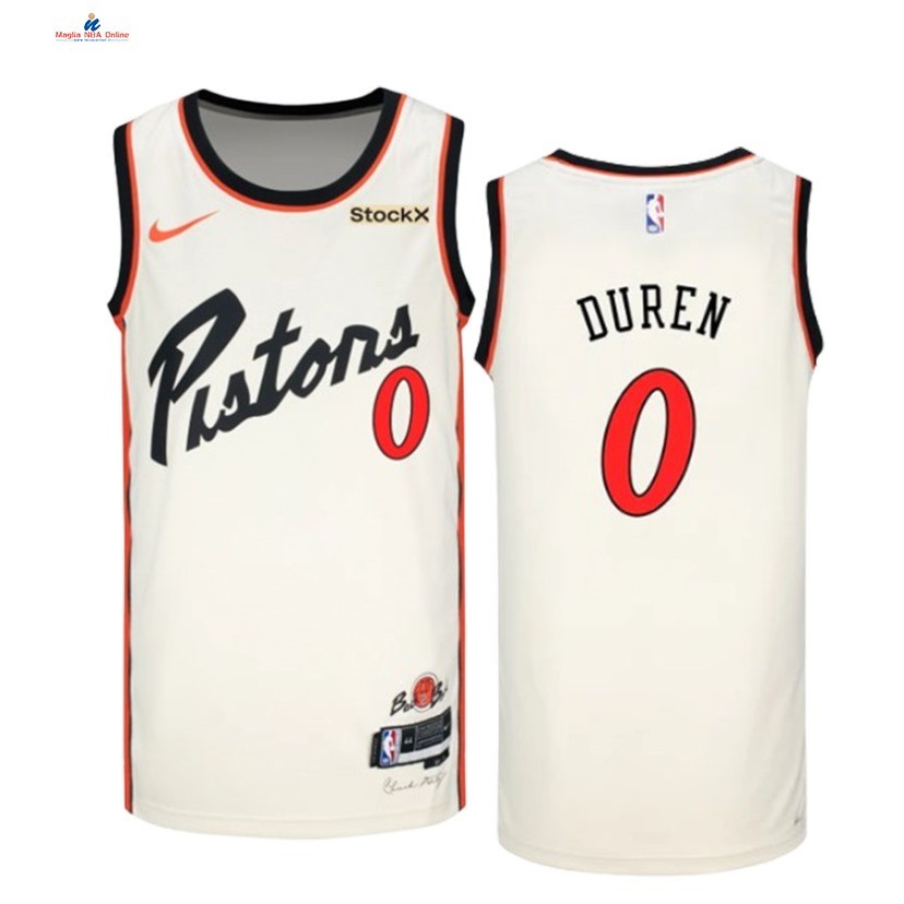 Acquista Maglia NBA Bambinis Detroit Pistons 0# Jalen Duren Crème Città 2024-25