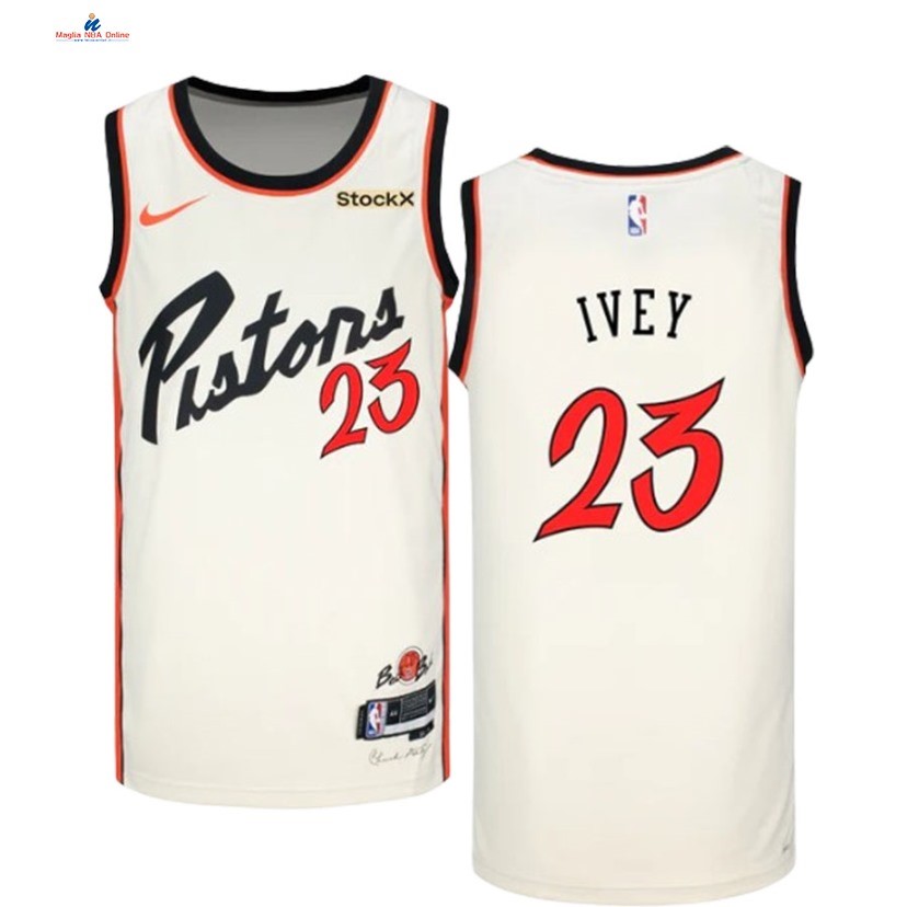 Acquista Maglia NBA Bambinis Detroit Pistons 23# Jaden Ivey Crème Città 2024-25