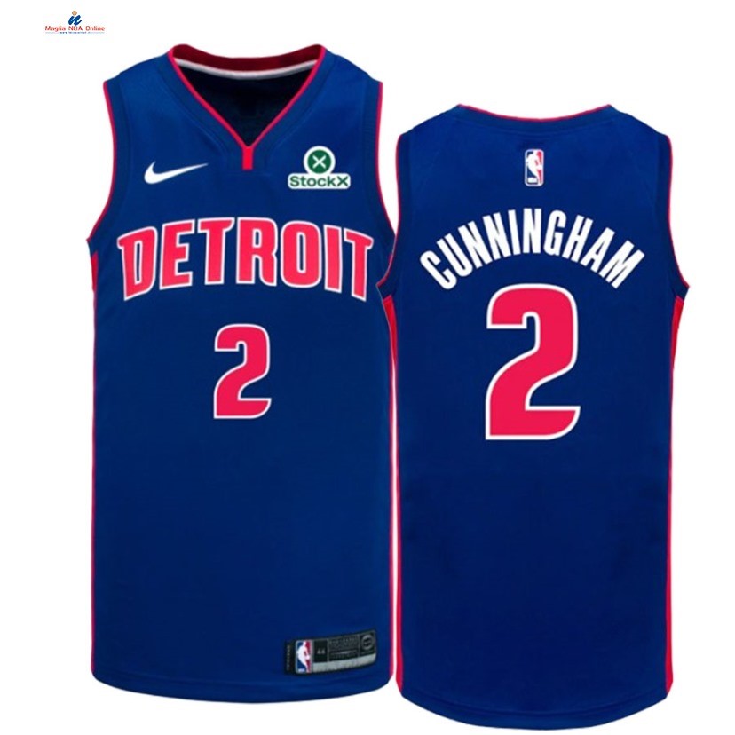 Acquista Maglia NBA Bambinis Detroit Pistons 2# Cade Cunningham Blu Icon 2024-25