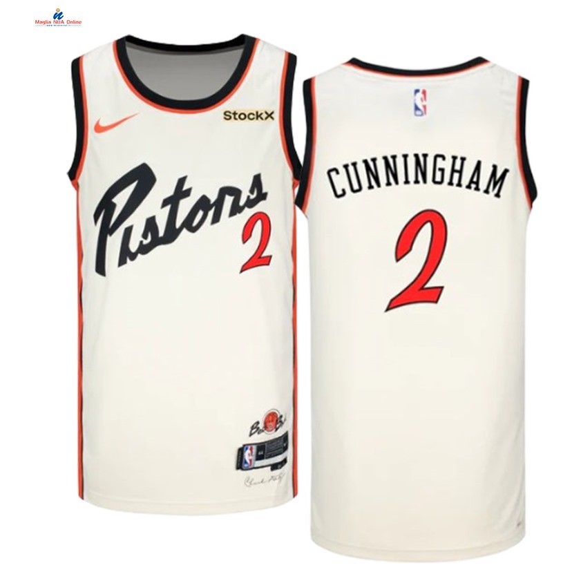 Acquista Maglia NBA Bambinis Detroit Pistons 2# Cade Cunningham Crème Città 2024-25