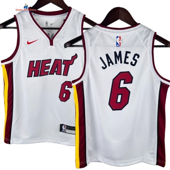 Acquista Maglia NBA Bambinis Miami Heat 6# Lebron James Bianco Association 2025