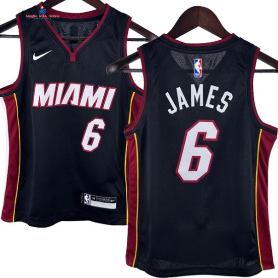 Acquista Maglia NBA Bambinis Miami Heat 6# Lebron James Nero Icon 2025
