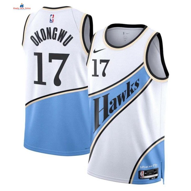 Acquista Maglia NBA Nike Atlanta Hawks 17# Onyeka Okongwu Bianco Città 2024-25