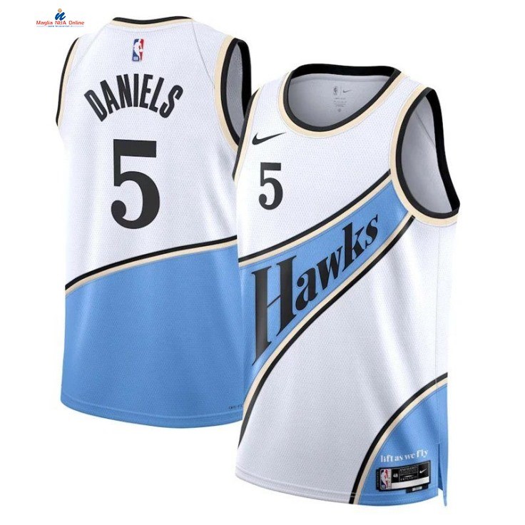 Acquista Maglia NBA Nike Atlanta Hawks 5# Dyson Daniels Bianco Città 2024-25