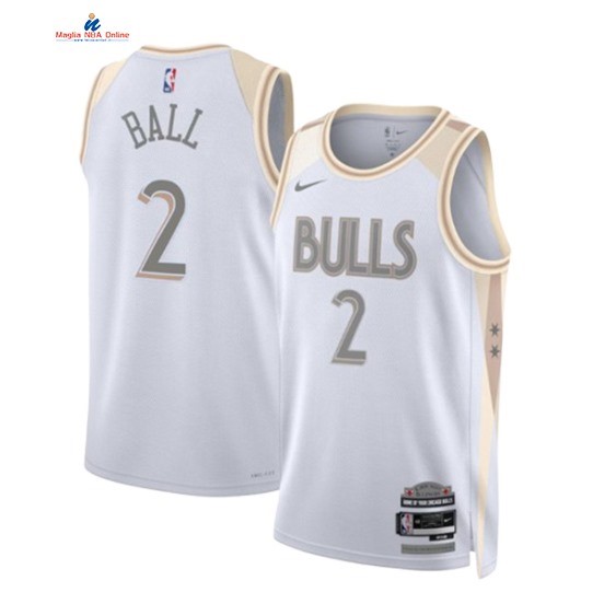 Acquista Maglia NBA Nike Chicago Bulls 2# Lonzo Ball Bianco Città 2024-25