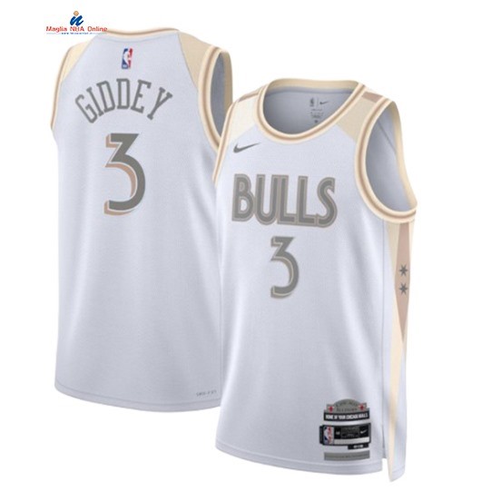 Acquista Maglia NBA Nike Chicago Bulls 3# Josh Giddey Bianco Città 2024-25