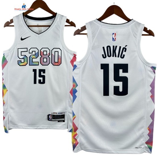 Acquista Maglia NBA Nike Denver Nuggets 15# Nikola Jokić Bianco Città 2025