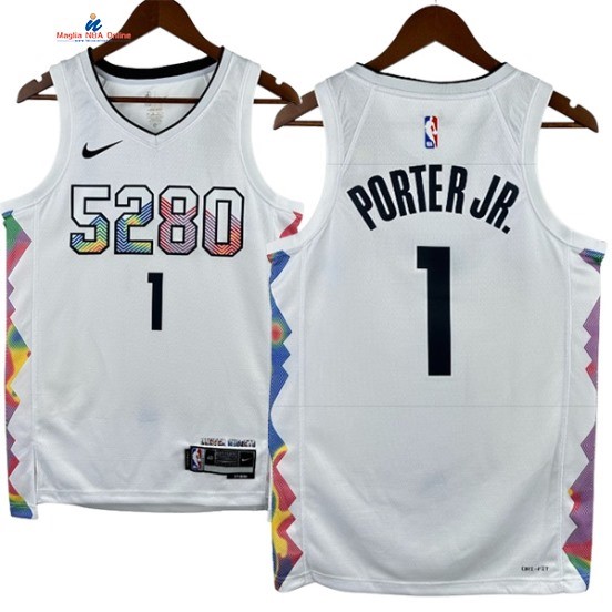 Acquista Maglia NBA Nike Denver Nuggets 1# Michael Porter Jr. Bianco Città 2025