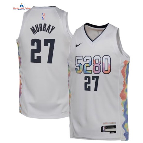 Acquista Maglia NBA Nike Denver Nuggets 27# Jamal Murray Bianco Città 2025