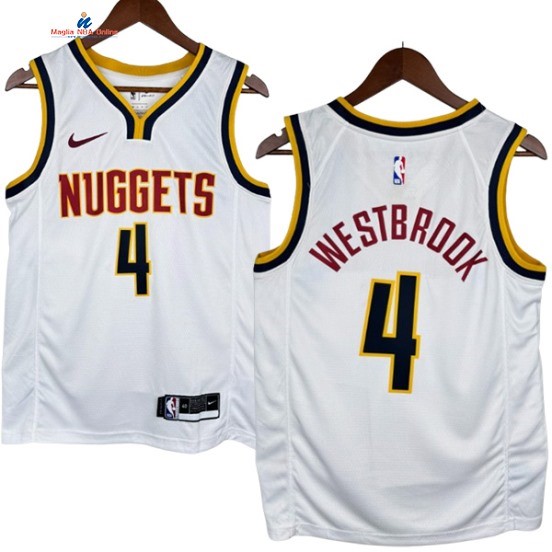 Acquista Maglia NBA Nike Denver Nuggets 4# Russell Westbrook Bianco Association 2024-25
