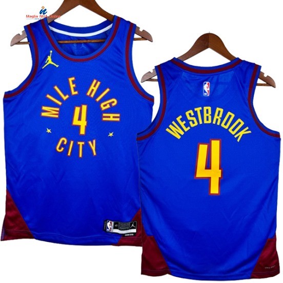 Acquista Maglia NBA Nike Denver Nuggets 4# Russell Westbrook Blu Statement 2024-25