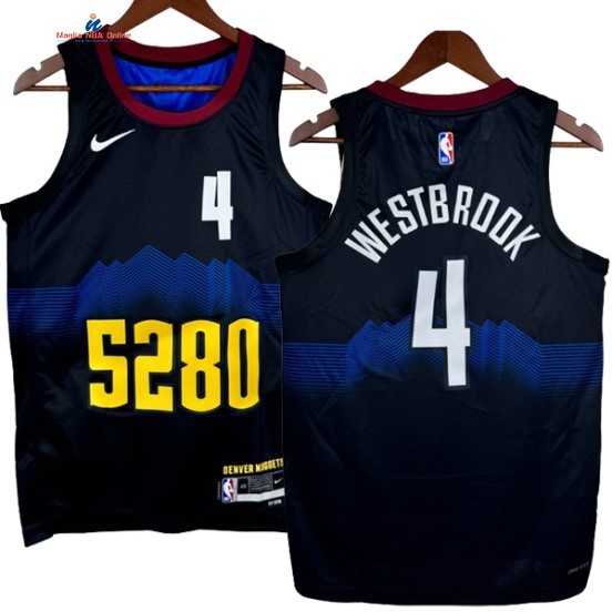 Acquista Maglia NBA Nike Denver Nuggets 4# Russell Westbrook Nero Città 2024