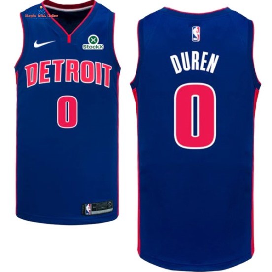 Acquista Maglia NBA Nike Detroit Pistons 0# Jalen Duren Blu Icon 2024-25
