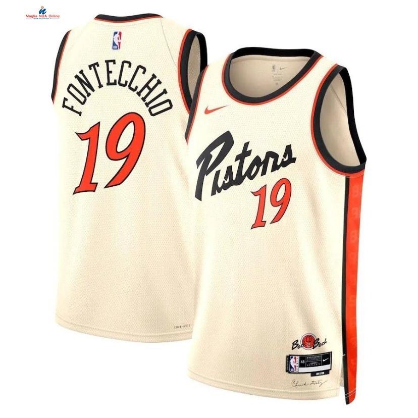 Acquista Maglia NBA Nike Detroit Pistons 19# Simone Fontecchio Crème Città 2024-25