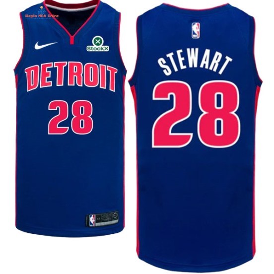 Acquista Maglia NBA Nike Detroit Pistons 28# Isaiah Stewart Blu Icon 2024-25