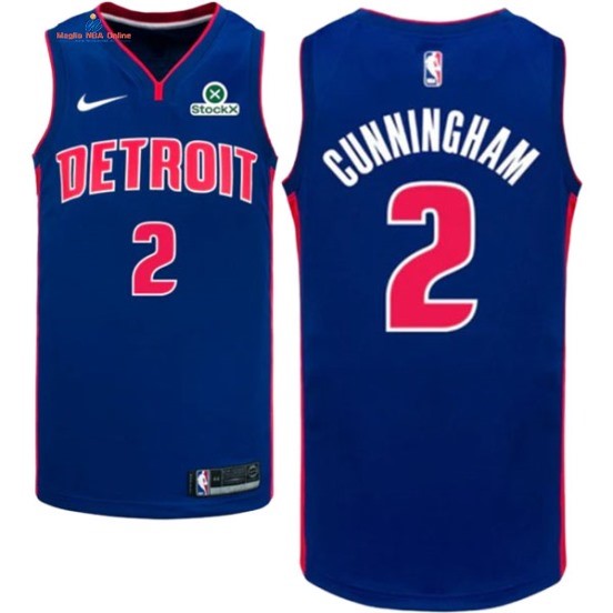 Acquista Maglia NBA Nike Detroit Pistons 2# Cade Cunningham Blu Icon 2024-25