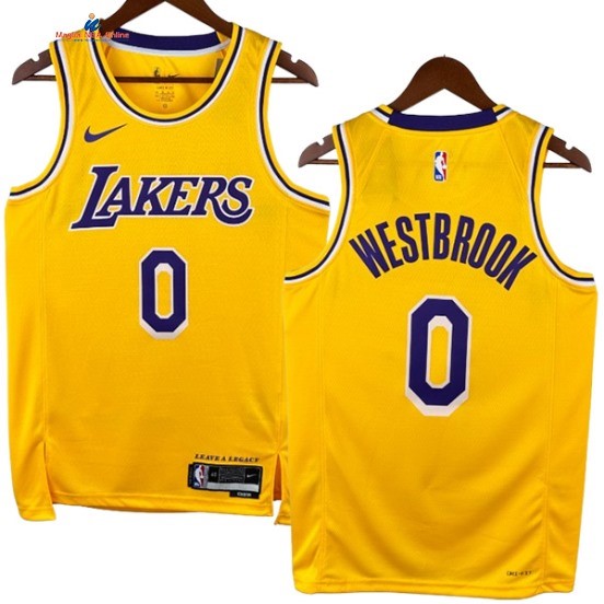 Acquista Maglia NBA Nike Los Angeles Lakers 0# Russell Westbrook Giallo Icon 2024-25