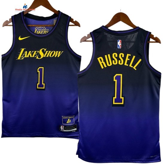 Acquista Maglia NBA Nike Los Angeles Lakers 1# Russell Westbrook Porpora Città 2024-25