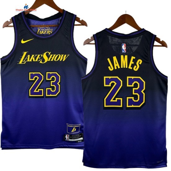 Acquista Maglia NBA Nike Los Angeles Lakers 23# Lebron James Porpora Città 2024-25
