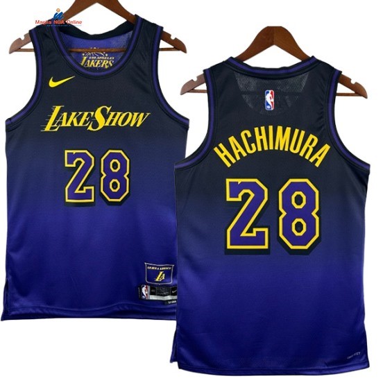 Acquista Maglia NBA Nike Los Angeles Lakers 28# Rui Hachimura Porpora Città 2024-25
