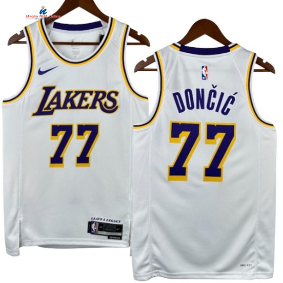 Acquista Maglia NBA Nike Los Angeles Lakers 77# Luka Dončić Bianco Association 2024-25