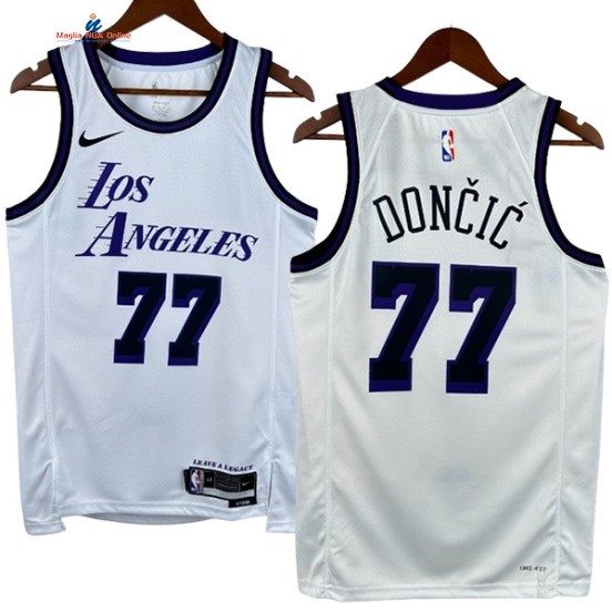 Acquista Maglia NBA Nike Los Angeles Lakers 77# Luka Dončić Bianco Città 2022-23