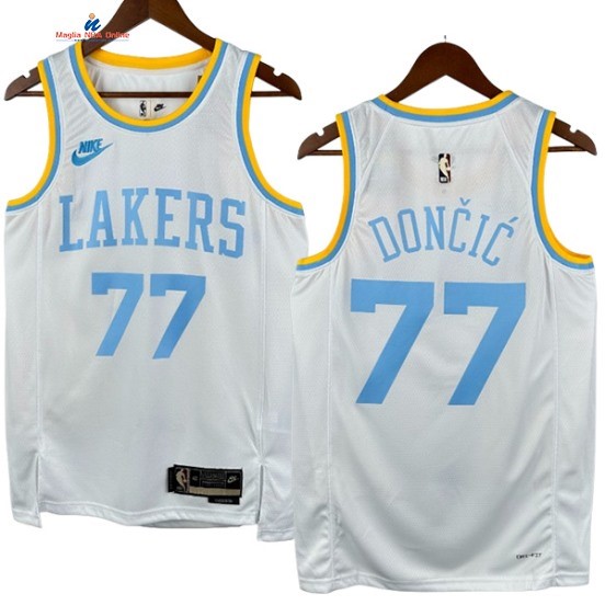 Acquista Maglia NBA Nike Los Angeles Lakers 77# Luka Dončić Bianco Classic 2022-23