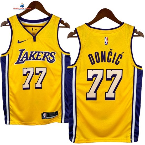 Acquista Maglia NBA Nike Los Angeles Lakers 77# Luka Dončić Giallo Icon 2017-18