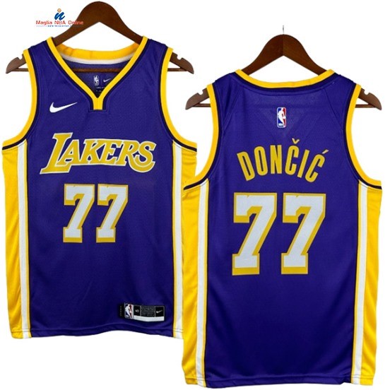 Acquista Maglia NBA Nike Los Angeles Lakers 77# Luka Dončić Porpora Statement 2017-18