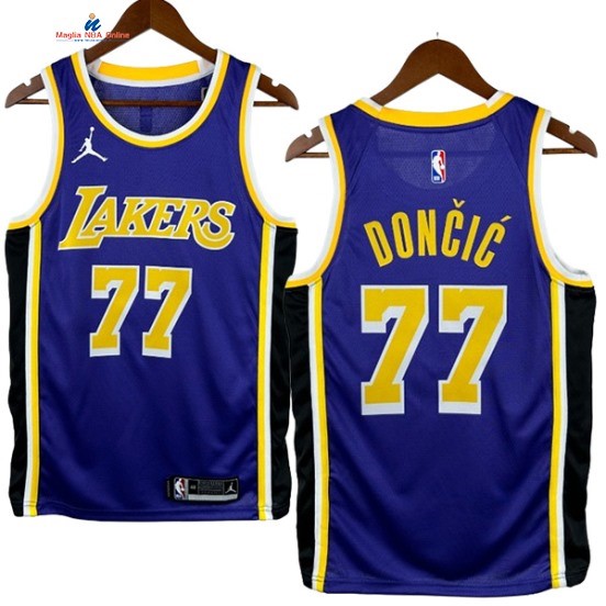 Acquista Maglia NBA Nike Los Angeles Lakers 77# Luka Dončić Porpora Statement 2021-22