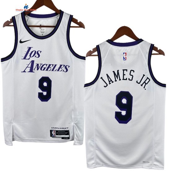 Acquista Maglia NBA Nike Los Angeles Lakers 9# Bronny James Jr. Bianco Città 2022-23