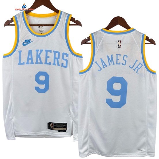 Acquista Maglia NBA Nike Los Angeles Lakers 9# Bronny James Jr. Bianco Classic 2022-23